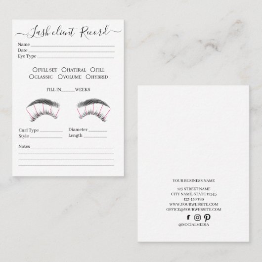 まつ毛の拡張クライアントレコード型枠名刺 名刺 (正面/裏面)