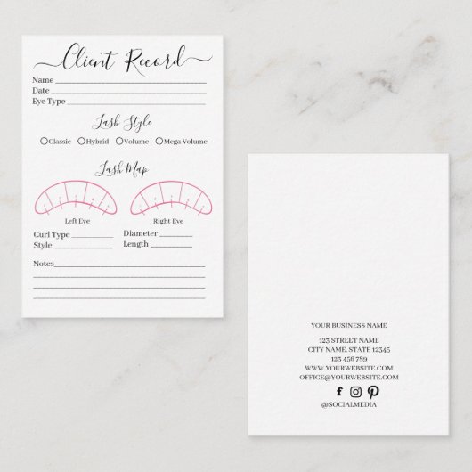 まつ毛の拡張クライアントレコード型枠名刺 名刺 (正面/裏面)