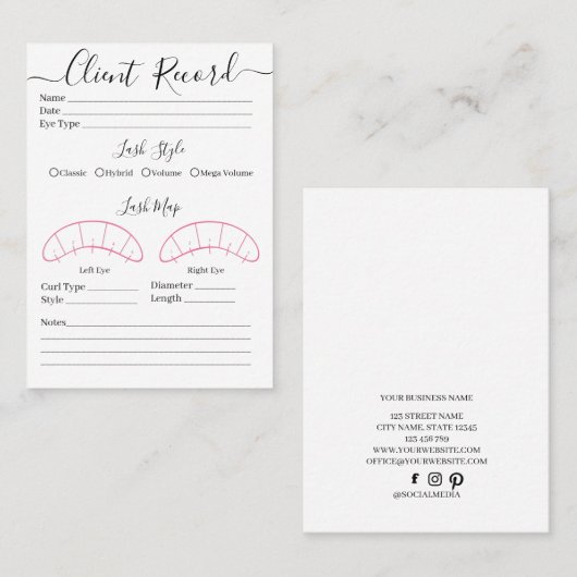 まつ毛の拡張クライアントレコード型枠名刺 名刺 (正面/裏面)