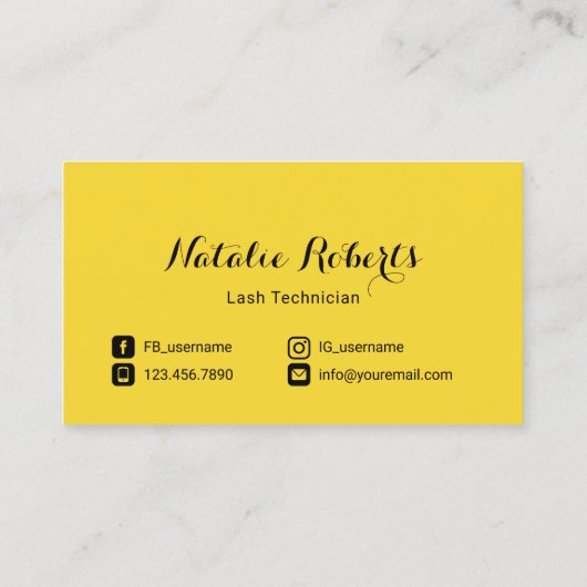 まつ毛の拡張ラッシュサロンイエローソーシャルメディア 名刺 (裏面)