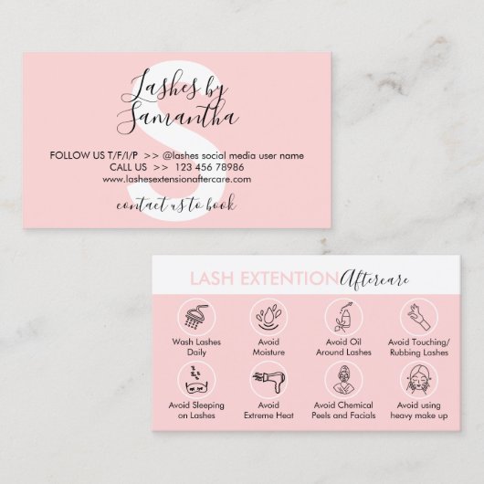 まつ毛の気に拡張アフターケア指導 名刺 (正面/裏面)