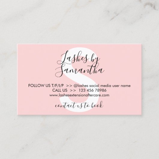 まつ毛の気に拡張アフターケア指導 名刺 (正面)