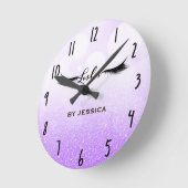 まつ毛まつげ紫と黒グラムパーソナライズされた ラウンド壁時計 (傾斜)