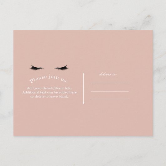 まつ毛まつげ美しいサロンスパメイクアップイベント インビテーションポストカード (裏面)