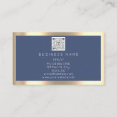 まつ毛まつ毛メイクアップロゴQrコードブルーネイビー金ゴールド 名刺 (裏面)