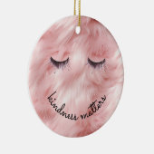まつ毛やさしいピンクフェイクの毛 セラミックオーナメント (右)