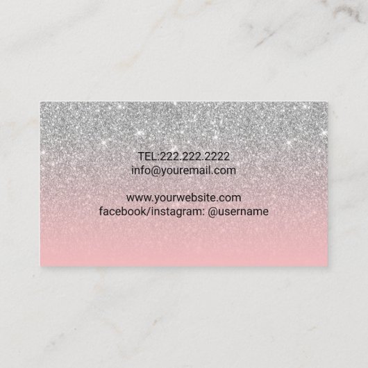 まつ毛アイブロウラッシュサロンピンク&シルバーグリッター 名刺 (裏面)