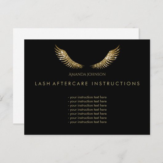 まつ毛アフターケアのインストラクション黄金の翼ブラック ポストカード (正面/裏面)