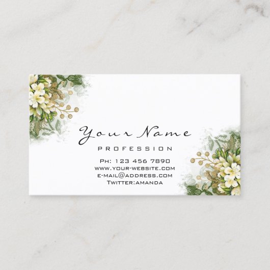 まつ毛アフターケアの指示フローラミントグリーン 名刺 (正面)