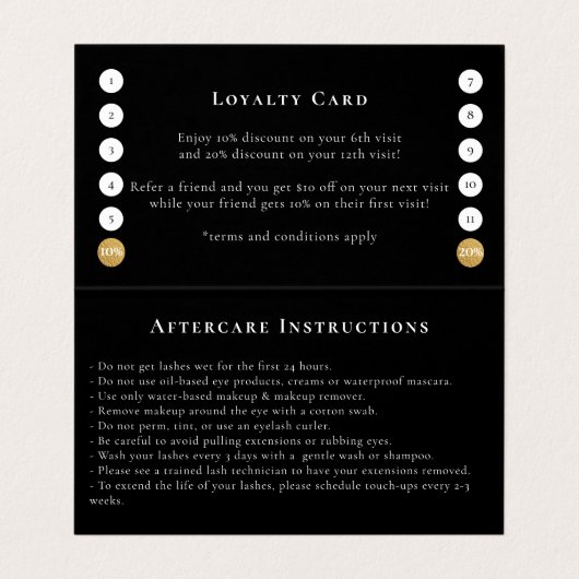 まつ毛アフターケアロイヤリティゴールドフォイルすべて1つ 名刺 (内部フラット)