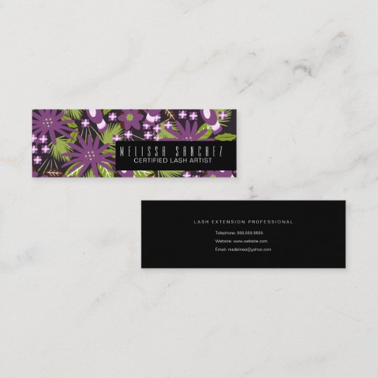 まつ毛アーティストの拡張機能メイクアップアーティスト熱帯熱 スキニー名刺 (正面/裏面)
