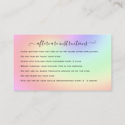 まつ毛エクステンションアフターケア指導グリッター部 名刺 (裏面)