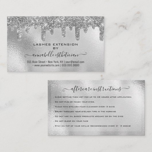 まつ毛エクステンションアフターケア指導グリッター 名刺 (正面/裏面)