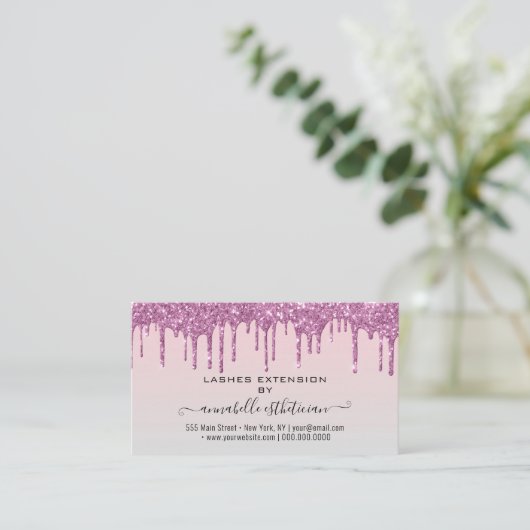 まつ毛エクステンションアフターケア指導グリッター 名刺 (スタンド正面)
