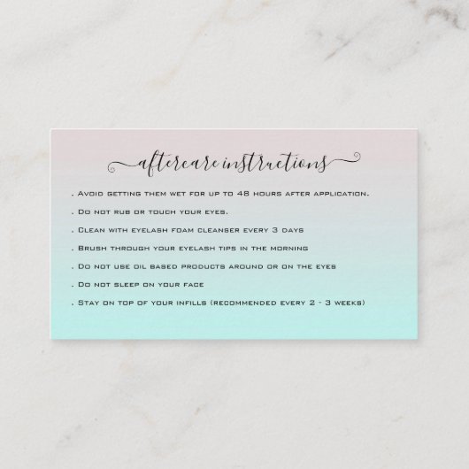 まつ毛エクステンションアフターケア指導グリッター 名刺 (裏面)