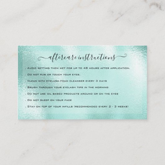 まつ毛エクステンションアフターケア指導グリッター 名刺 (裏面)