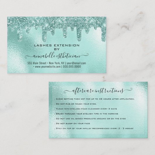まつ毛エクステンションアフターケア指導グリッター 名刺 (正面/裏面)