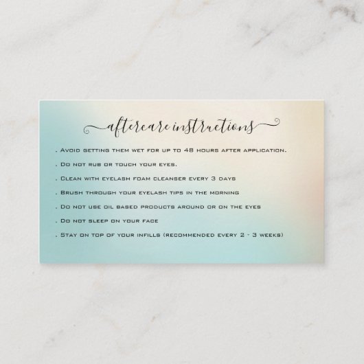 まつ毛エクステンションアフターケア指導グリッター 名刺 (裏面)