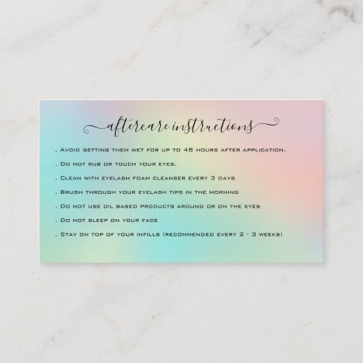 まつ毛エクステンションアフターケア指導グリッター 名刺 (裏面)