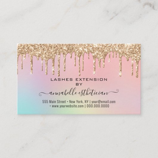 まつ毛エクステンションアフターケア指導グリッター 名刺 (正面)