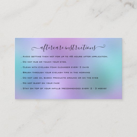 まつ毛エクステンションアフターケア指導グリッター 名刺 (裏面)