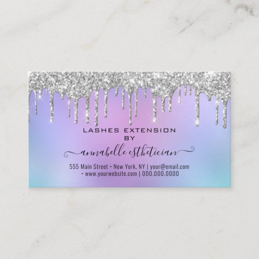 まつ毛エクステンションアフターケア指導グリッター 名刺 (正面)