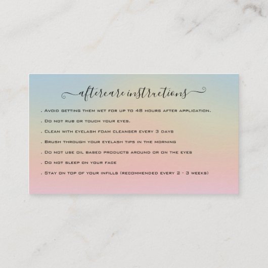 まつ毛エクステンションアフターケア指導グリッター 名刺 (裏面)