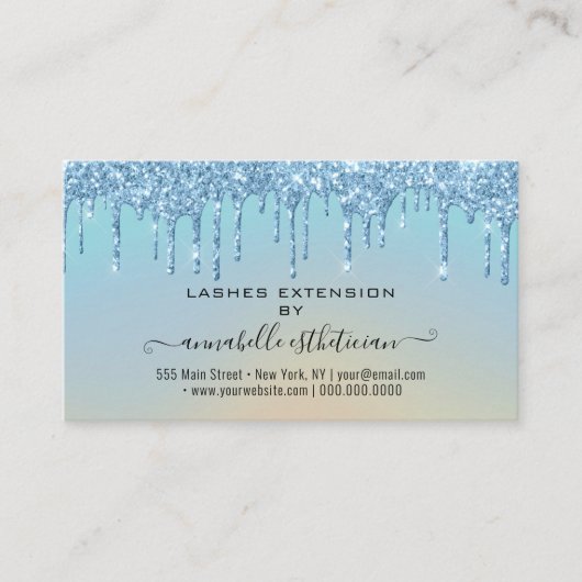 まつ毛エクステンションアフターケア指導グリッター 名刺 (正面)