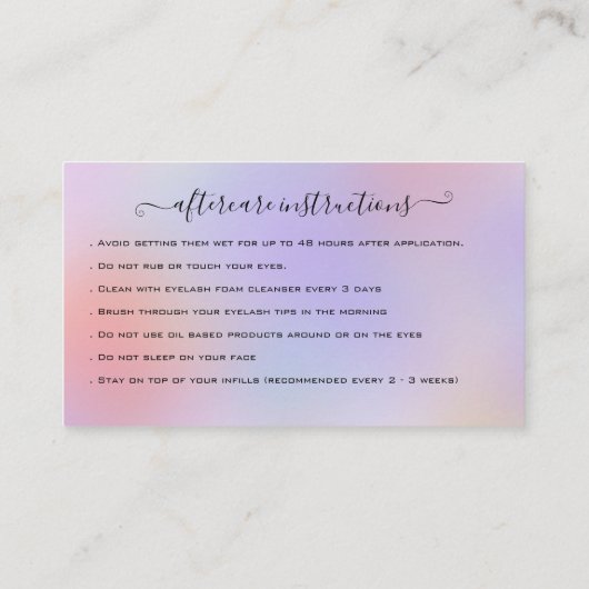 まつ毛エクステンションアフターケア指導グリッターB 名刺 (裏面)