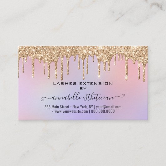 まつ毛エクステンションアフターケア指導グリッターB 名刺 (正面)