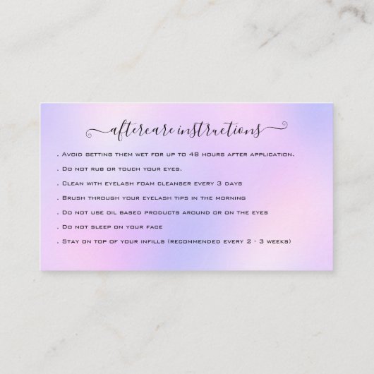 まつ毛エクステンションアフターケア指導グリッターB 名刺 (裏面)