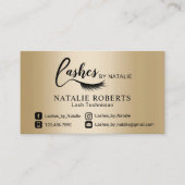 まつ毛エクステンションサロンブラック&金ゴールドラッシュロゴ 名刺 (正面)