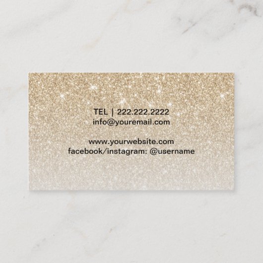 まつ毛エクステンションシック金ゴールドグリッター美しいサロン 名刺 (裏面)