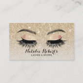 まつ毛エクステンションシック金ゴールドグリッター美しいサロン 名刺 (正面)