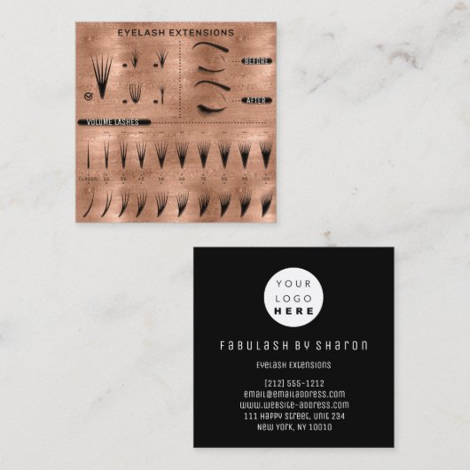 まつ毛エクステンションスタジオショップバラスキニー スクエア名刺 (正面/裏面)