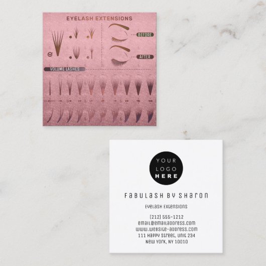 まつ毛エクステンションスタジオショップバラ美しい スクエア名刺 (正面/裏面)