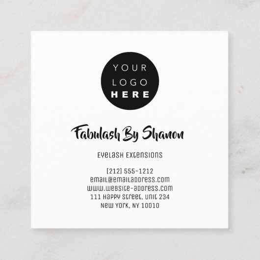 まつ毛エクステンションスタジオショップピンクモダンニュー スクエア名刺 (裏面)