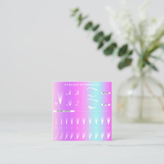 まつ毛エクステンションスタジオショップピンクモダンニュー スクエア名刺 (スタンド正面)