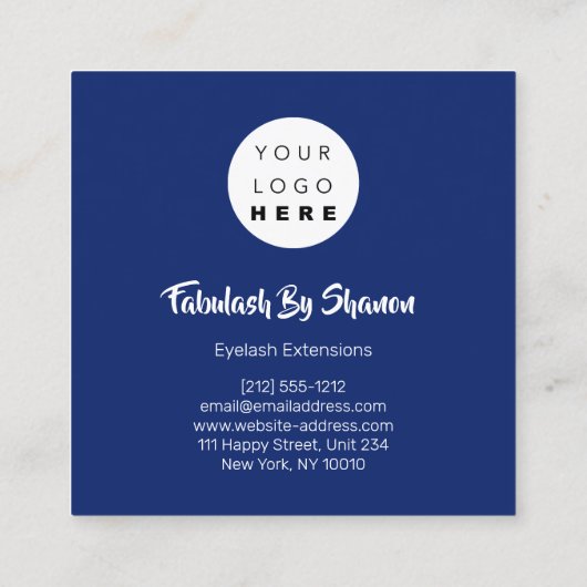 まつ毛エクステンションスタジオショップブルーネイビーカタログ スクエア名刺 (裏面)