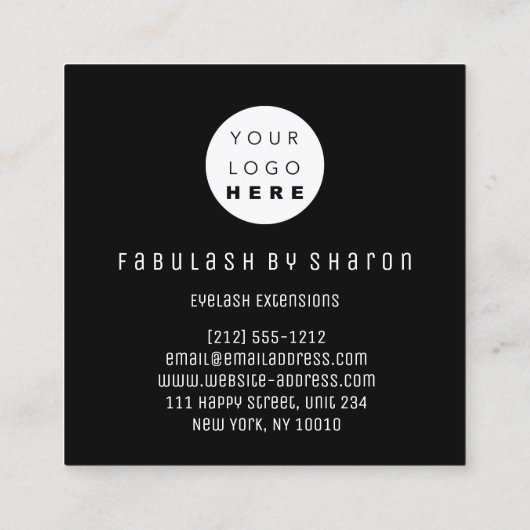 まつ毛エクステンションスタジオショップ金ゴールドブラックモダン スクエア名刺 (裏面)