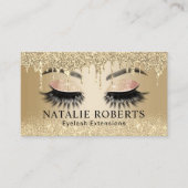 まつ毛エクステンショントレンディー金ゴールドドリップ美しいサロン 名刺 (正面)