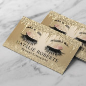 まつ毛エクステンショントレンディー金ゴールドドリップ美しいサロン 名刺