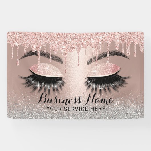 まつ毛エクステンションバラ金ゴールドドリップ美しいサロン 横断幕 (横)