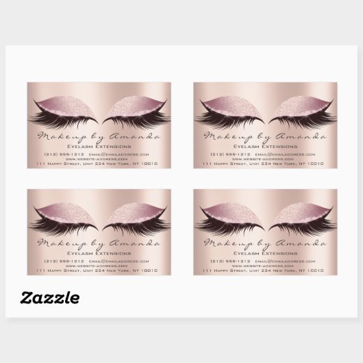 まつ毛エクステンションピンクメイクアップアーティスト美しいサロン 長方形シール (シート)