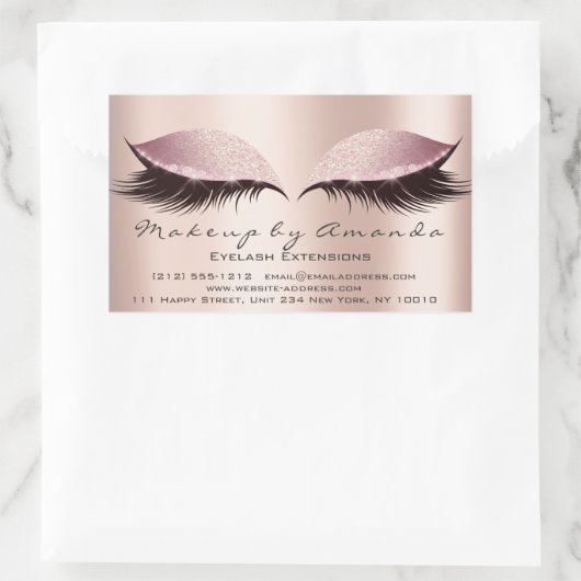 まつ毛エクステンションピンクメイクアップアーティスト美しいサロン 長方形シール (バッグ)