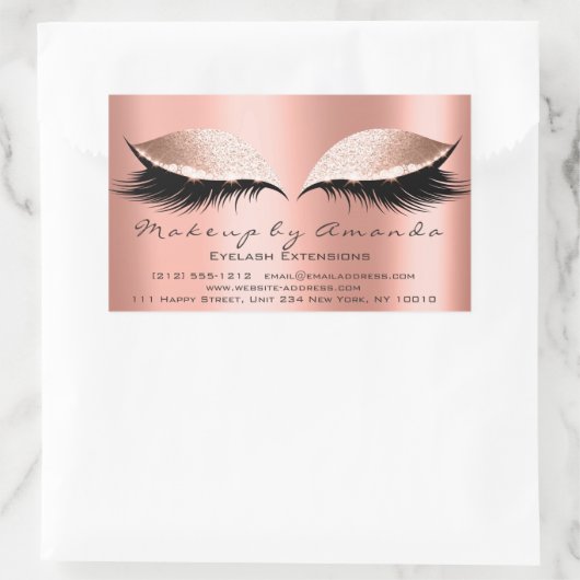 まつ毛エクステンションピンクメイクアップサンゴ美しいサロン 長方形シール (バッグ)