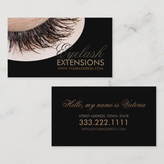 まつ毛エクステンションブラックラグジュアリー名刺 名刺 (正面/裏面)