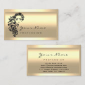 まつ毛エクステンションメイクアップアーティストヘアセピア金ゴールド 名刺 (正面/裏面)