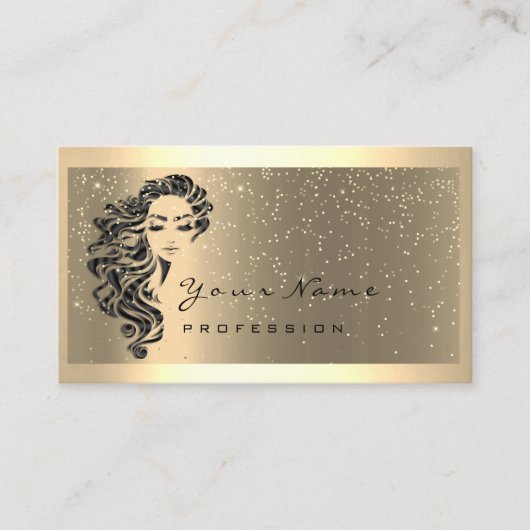 まつ毛エクステンションメイクアップアーティストヘア金ゴールド体 名刺 (正面)