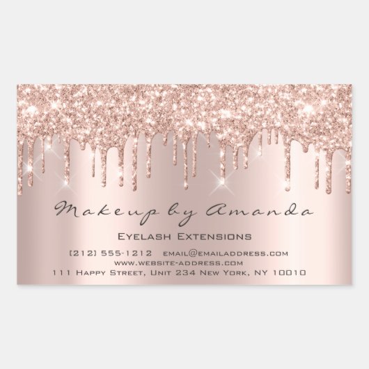 まつ毛エクステンションメイクアップアーティスト美しいスパークバラ 長方形シール (正面)